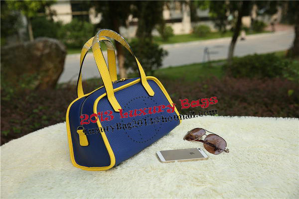 Hermes Boston Bag Grainy Leather H9898 Blue