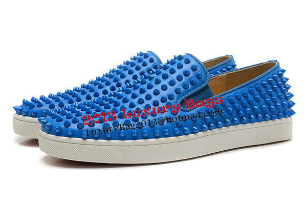 Christian Louboutin Casual Shoes Calfskin Leather CL827 Blue