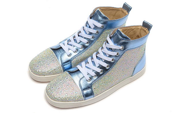 Christian Louboutin Casual Shoes Calfskin Leather CL828 Light Blue