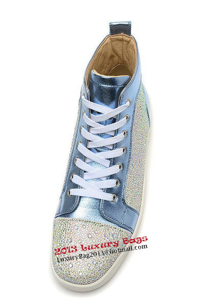 Christian Louboutin Casual Shoes Calfskin Leather CL828 Light Blue