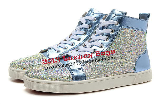 Christian Louboutin Casual Shoes Calfskin Leather CL828 Light Blue