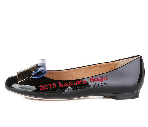 Salvatore Ferragamo Patent Leather Ballerina Flat Fl0454 Black