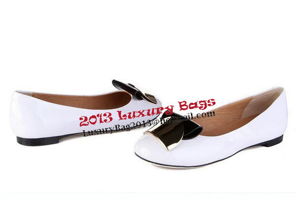 Salvatore Ferragamo Patent Leather Ballerina Flat Fl0454 White