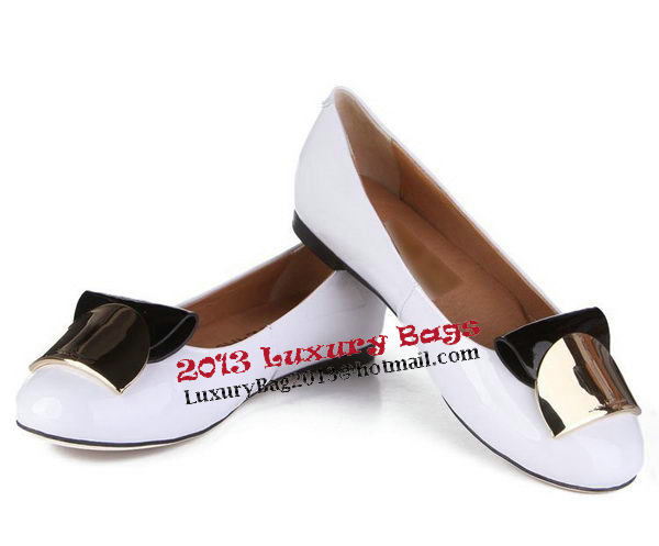 Salvatore Ferragamo Patent Leather Ballerina Flat Fl0454 White