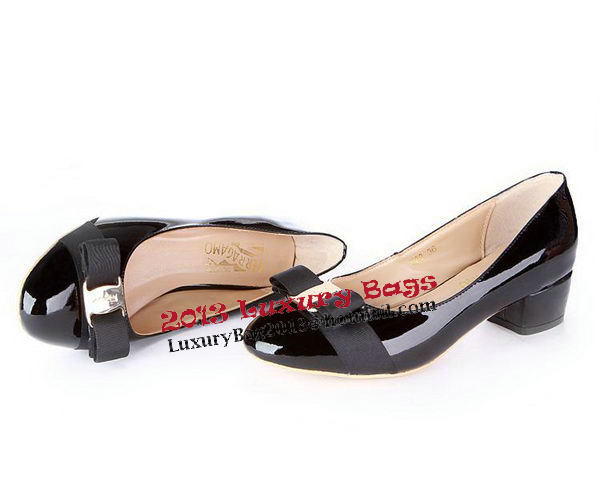 Salvatore Ferragamo Patent Leather Bow Pump FL0450 Black