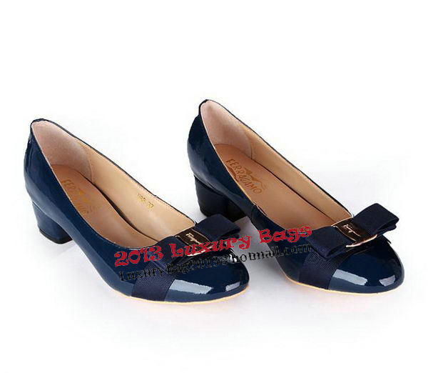 Salvatore Ferragamo Patent Leather Bow Pump FL0450 Blue