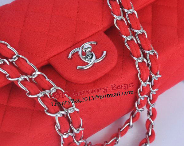 Chanel 2.55 Series Classic Flap Bag Denim Fabric CF1112 Red