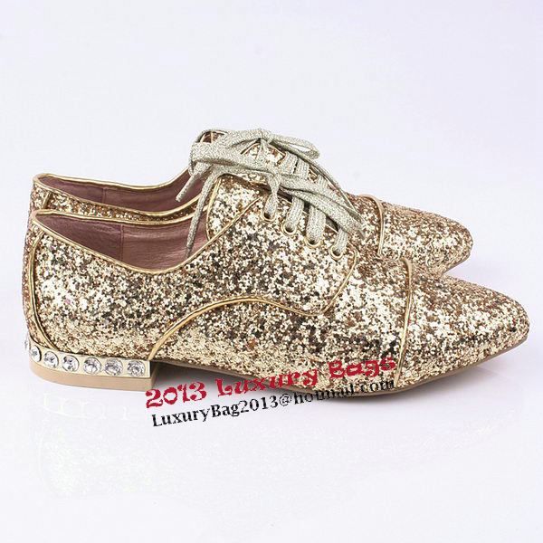 miu miu Casual Shoes Sequins Leather M308 Gold