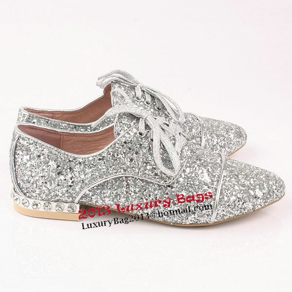 miu miu Casual Shoes Sequins Leather M308 Silver