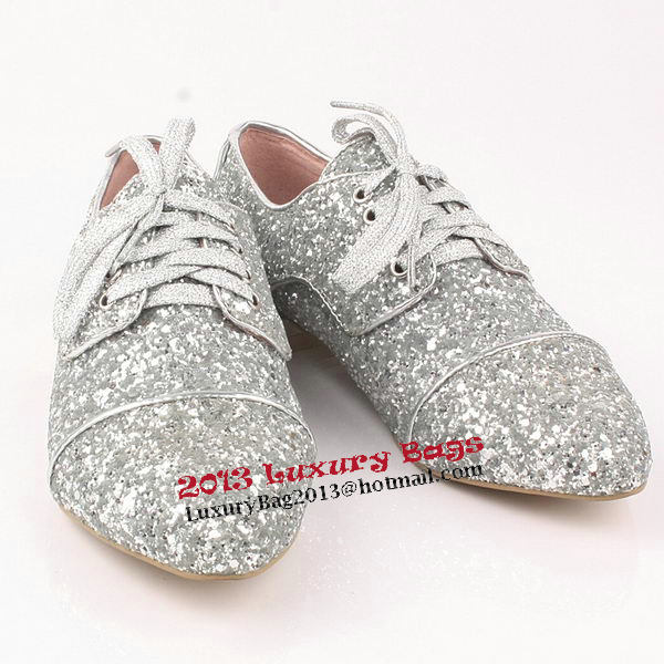 miu miu Casual Shoes Sequins Leather M308 Silver