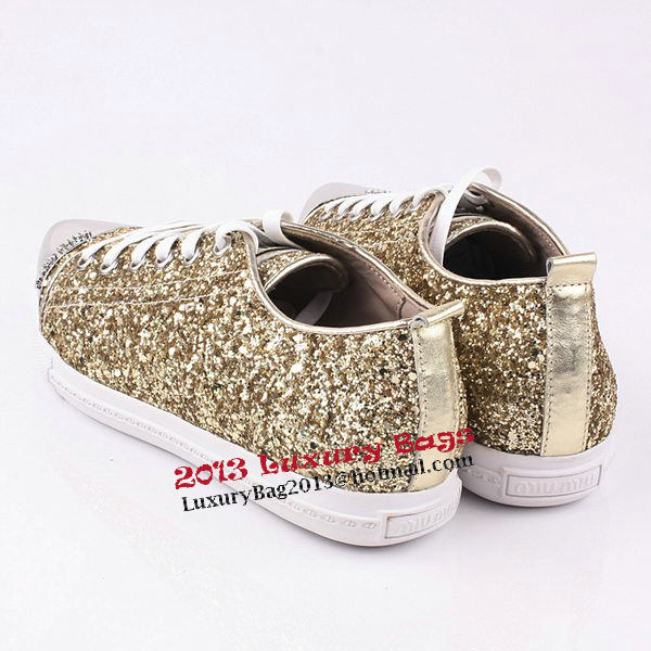 miu miu Casual Shoes Sequins Leather M310 Gold