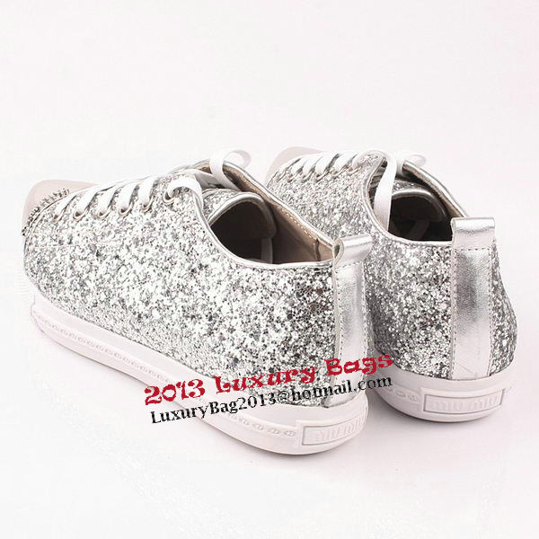 miu miu Casual Shoes Sequins Leather M310 Silver