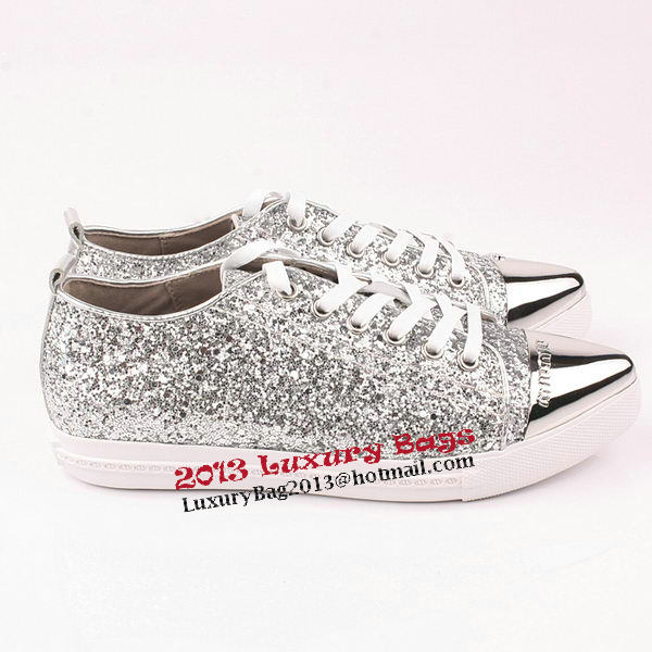 miu miu Casual Shoes Sequins Leather M310 Silver