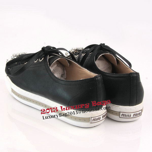 miu miu Casual Shoes Sheepskin Leather M305 Black