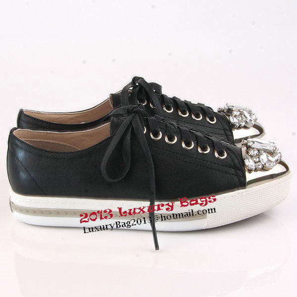 miu miu Casual Shoes Sheepskin Leather M305 Black