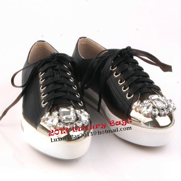 miu miu Casual Shoes Sheepskin Leather M305 Black