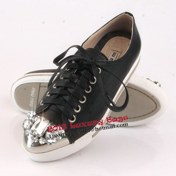 miu miu Casual Shoes Sheepskin Leather M305 Black