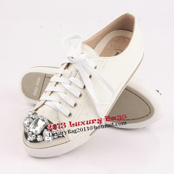 miu miu Casual Shoes Sheepskin Leather M305 White