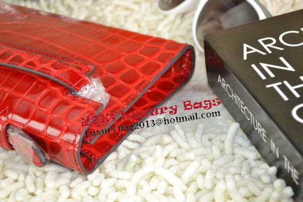 Hermes Kelly Clutch Bag Croco Leather K31 Red