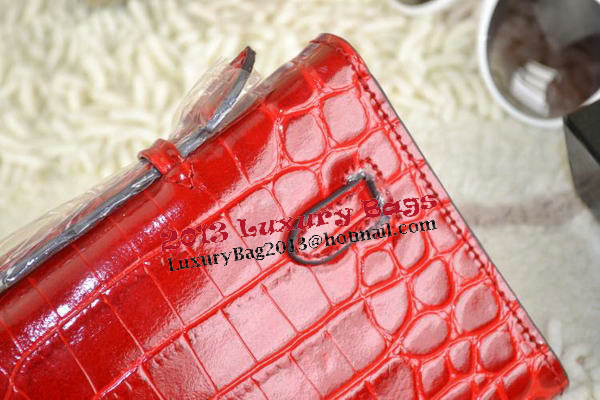 Hermes Kelly Clutch Bag Croco Leather K31 Red