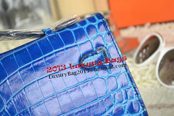 Hermes Kelly Clutch Bag Croco Leather K31 Royal