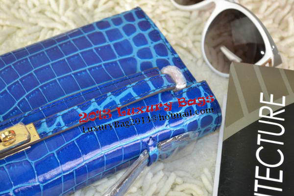 Hermes Kelly Clutch Bag Croco Leather K31 Royal