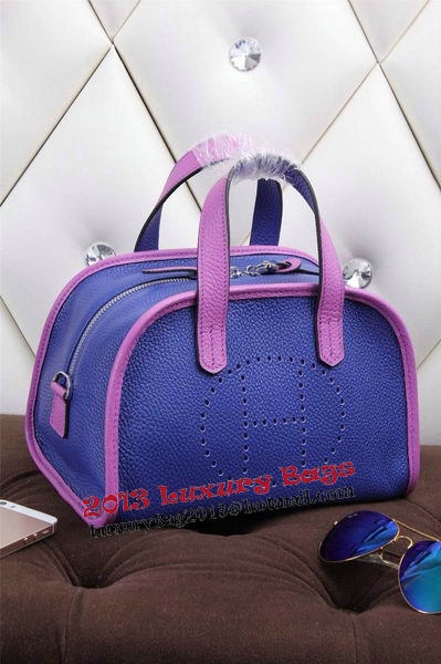 Hermes mini Boston Bag Grainy Leather H26 Blue