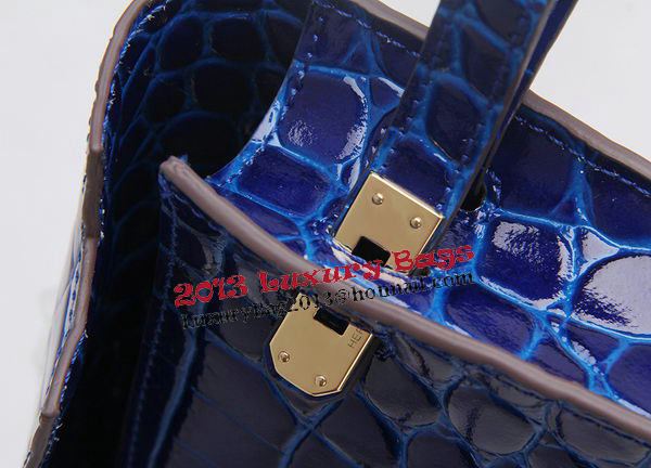 Hermes Kelly Clutch Bag Croco Leather K1002 Blue