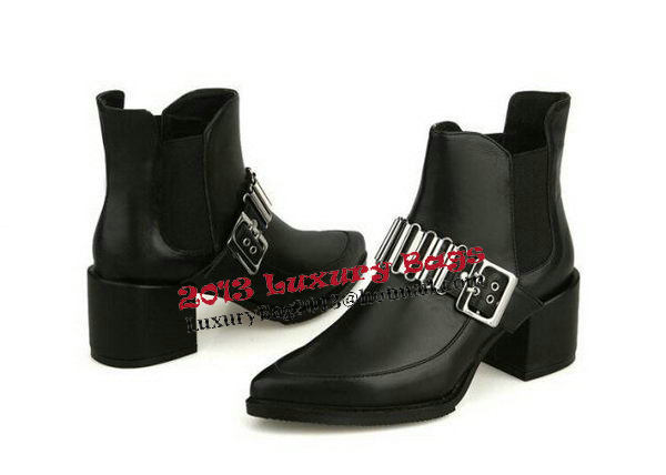 Alexander McQueen Sheepskin Leather Ankle Boot MCQ241 Black