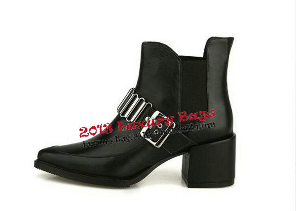 Alexander McQueen Sheepskin Leather Ankle Boot MCQ241 Black