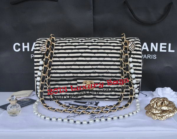 Chanel 2.55 Series Flap Bag Jersey and Lambskin CHA1112 Black