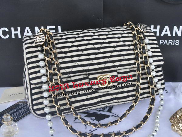 Chanel 2.55 Series Flap Bag Jersey and Lambskin CHA1112 Black