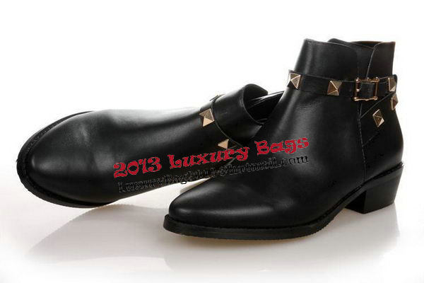 Valentino Sheepskin Leather Ankle Boot VT174 Black