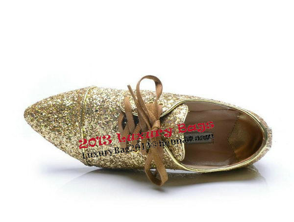 miu miu Casual Shoes Sequins Leather M314 Gold