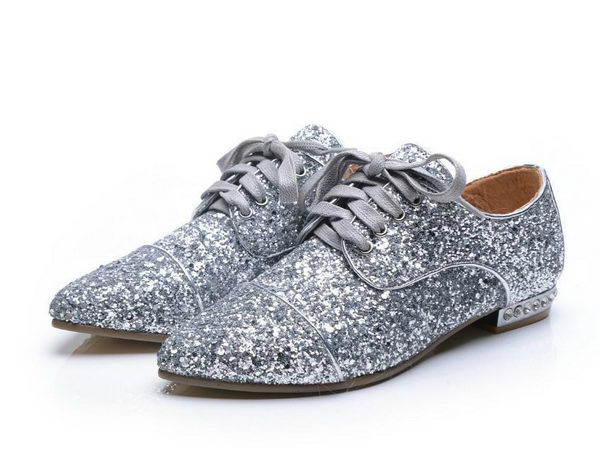 miu miu Casual Shoes Sequins Leather M314 Silver