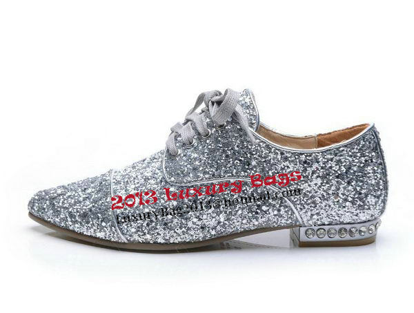 miu miu Casual Shoes Sequins Leather M314 Silver