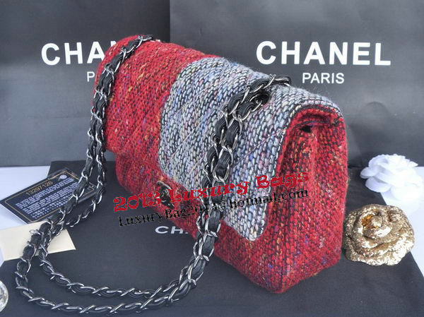 Chanel 2.55 Series Flap Bag Fabric CHA1112 Grey&Red