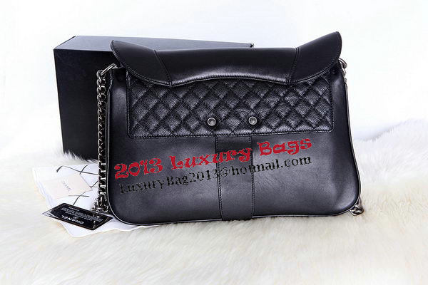 Chanel Large Flap Bag Calfskin Leather A90361 Black