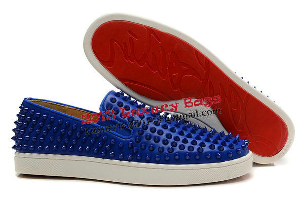 Christian Louboutin Casual Shoes Calfskin Leather CL839 Blue