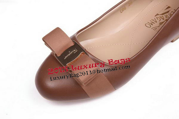 Salvatore Ferragamo Calfskin Leather Flat FL0475 Brown