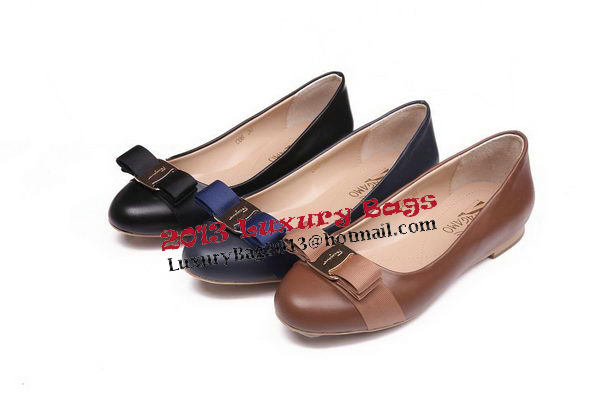 Salvatore Ferragamo Calfskin Leather Flat FL0475 Brown