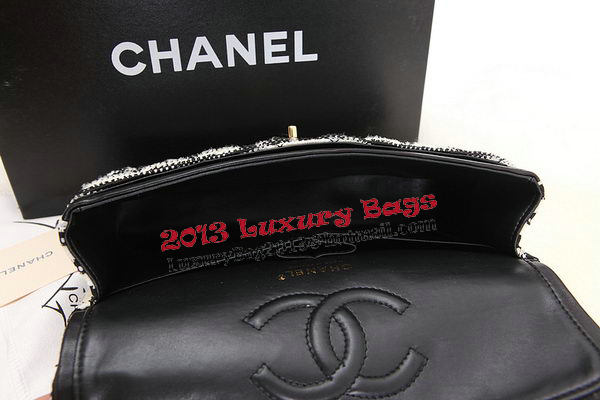 Chanel 2.55 Series Flap Bags Black Jersey and Lambskin CHA1112 Gold