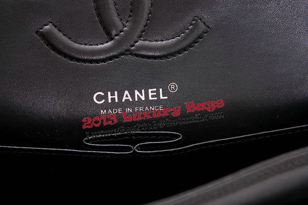 Chanel 2.55 Series Flap Bags Black Jersey and Lambskin CHA1112 Silver