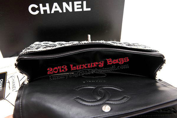 Chanel 2.55 Series Flap Bags Black Jersey and Lambskin CHA1112 Silver