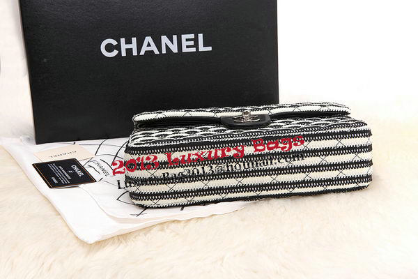 Chanel 2.55 Series Flap Bags Black Jersey and Lambskin CHA1112 Silver