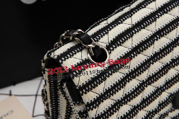 Chanel 2.55 Series Flap Bags Black Jersey and Lambskin CHA1112 Silver