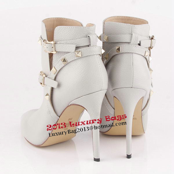 Valentino Ankle Boots 10CM Heels Grainy Leather VT186 Grey