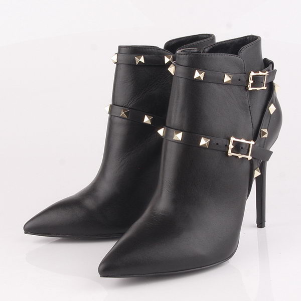 Valentino Ankle Boots 10CM Heels Sheepskin Leather VT184 Black