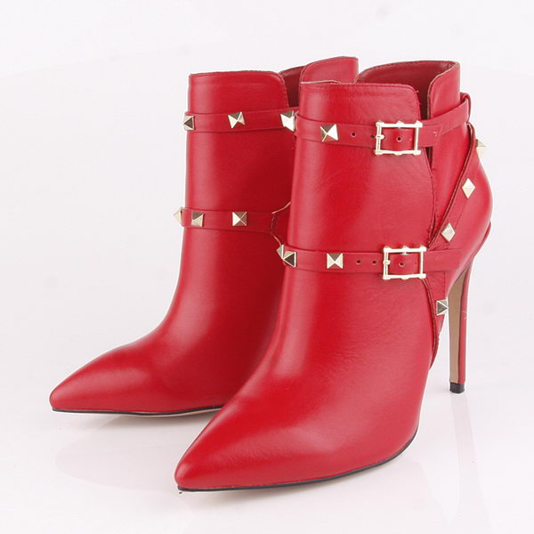 Valentino Ankle Boots 10CM Heels Sheepskin Leather VT184 Red