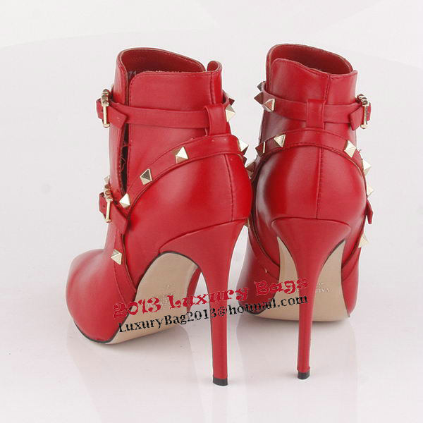 Valentino Ankle Boots 10CM Heels Sheepskin Leather VT184 Red